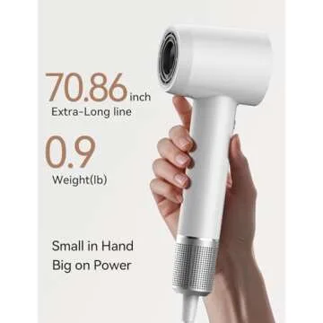 Hair Dryer,150000 RPM High-Speed Blow Dryer 500 Millions Negative Ionic Care Hair Dryer for Fast Drying, 51dB Low Noise Thermo-Control Hairdryer with Magnetic Diffuser & Nozzle for Children,Women,Men