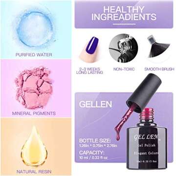 Gellen Gel Nail Polish Set - 6 Colors for Salon Quality Nails