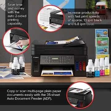 Canon G7020 All-in-One Printer Home Office | Wireless Supertank (Megatank) Printer | Copier | Scan, | Fax and ADF with Mobile Printing, Black, Works with Alexa