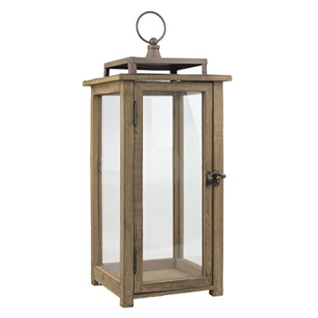 Stonebriar 18" Rustic Wooden Candle Lantern for Indoor & Outdoor