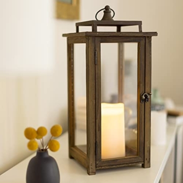 Rustic Wooden Candle Lantern for Home & Garden