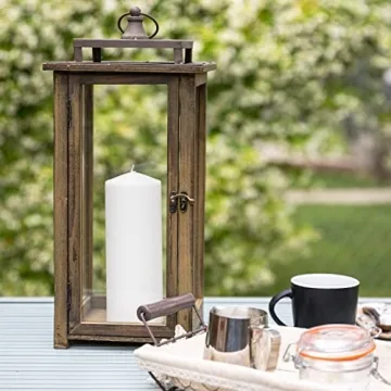 Rustic Wooden Candle Lantern for Home & Garden