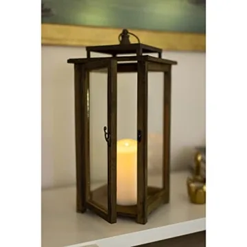 Rustic Wooden Candle Lantern for Home & Garden