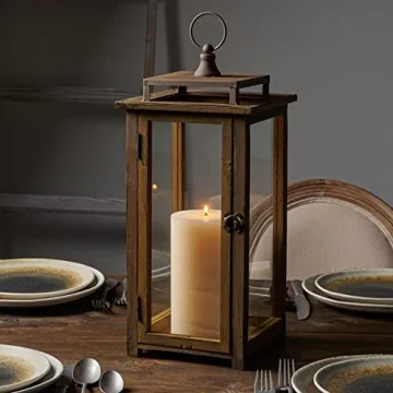 Rustic Wooden Candle Lantern for Home & Garden