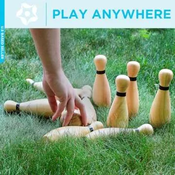 Get Out! Wooden Bowling Set for Kids and Adults Fun