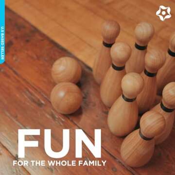 Get Out! Wooden Bowling Set - 12pc Lawn Bowling and Skittle Ball Games for Children and Adult Fun