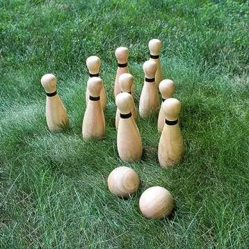 Get Out! Wooden Bowling Set for Kids and Adults Fun