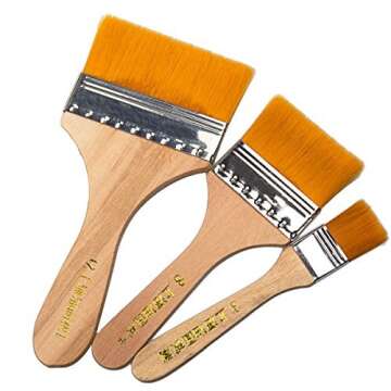 Large Area Paint Brushes, Artist Paint Chip Brushes Multi-Use 1" 2" 3" Wash Brush Set by STARVAST for Acrylic Paint, Canvas, Gesso, Watercolors, Glazes, Wall, Furniture Paints (3 Different Sizes)