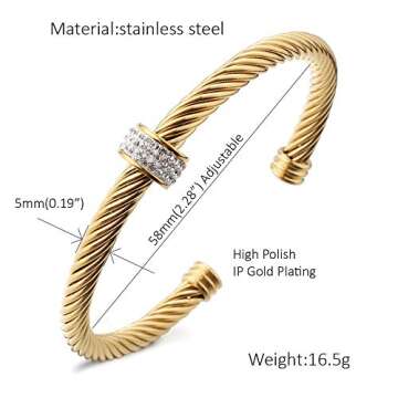 Dorriss Cable Cuff Bracelets for Women Gold Twisted Wire Composite Designer inspired Bangles Adjusta...