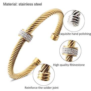 Dorriss Cable Cuff Bracelets for Women Gold Twisted Wire Composite Designer inspired Bangles Adjustable Elegant Antique Jewelry