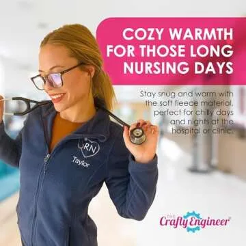 The Crafty Engineer Personalized RN Fleece Jacket Gift for Nurse (Black, Small)- Customized, Zip Up, Embroidered Design RN Jacket, Registered Nurse Gifts, Nursing Jackets for Women Nurses