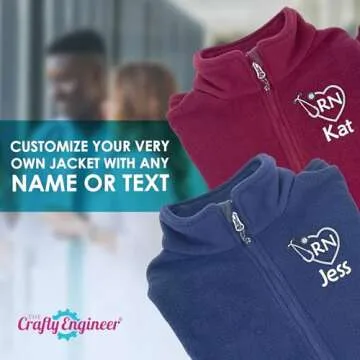 The Crafty Engineer Personalized RN Fleece Jacket Gift for Nurse (Black, Small)- Customized, Zip Up, Embroidered Design RN Jacket, Registered Nurse Gifts, Nursing Jackets for Women Nurses