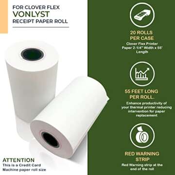 Vonlyst Thermal Paper Rolls for Clover Flex - 20 Rolls