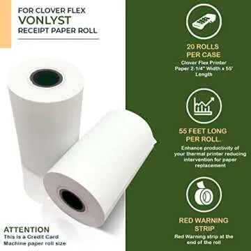 Vonlyst Thermal Paper Rolls for Clover Flex - 20 Rolls