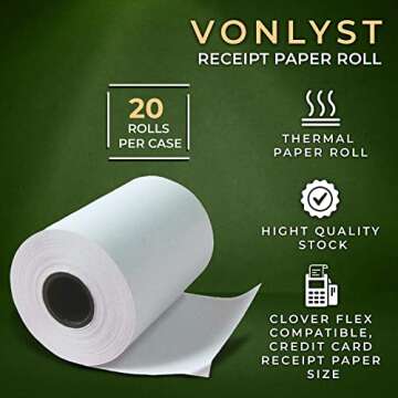 Vonlyst Thermal Paper Rolls for Clover Flex - 20 Rolls