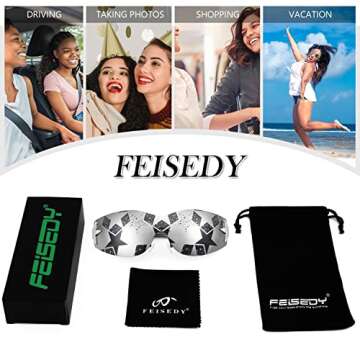 FEISEDY Y2K Sunglasses for Women Men 2000s Fashion Rimless Wrap Around Frameless Star Sun Glasses B9090