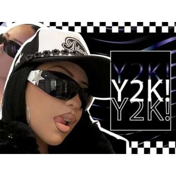 FEISEDY Y2K Sunglasses for Women Men 2000s Fashion Rimless Wrap Around Frameless Star Sun Glasses B9090