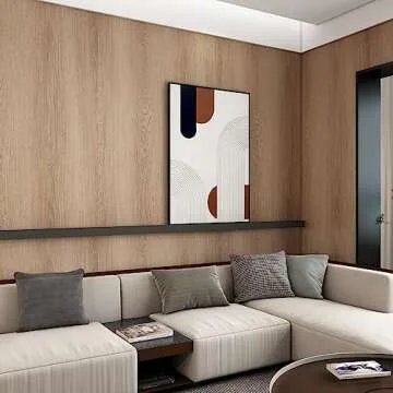 TOTIO Extra Wide Walnut Wood Wallpaper Light Brown Wood Grain Vinyl Wrap Walnut Contact Paper Peel a...
