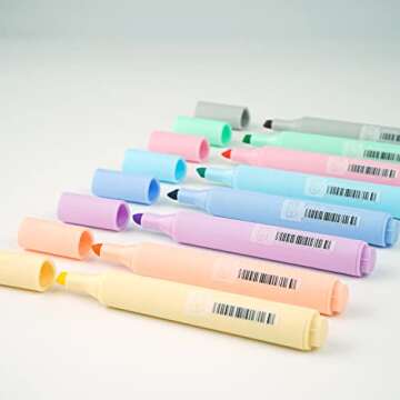 chosch 8 Assorted Pastel Color Highlighters Markers, Chisel Tip Dry-Quickly Non-Toxic Highlighter for Adults Students Journaling Highlighting Planner Notes, Office School Supplies
