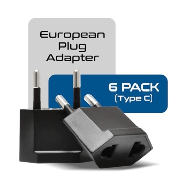 Ceptics European Plug Adapter Type C - 6 Pack for US to EU
