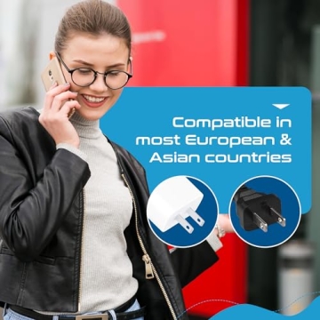 Ceptics European Plug Adapter Type C - 6 Pack for US to EU