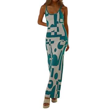 2022 Bodycon Dresses for Women Summer Knit Hollow Out Sexy Night Out Midi Maxi Dress Sleeveless Long...