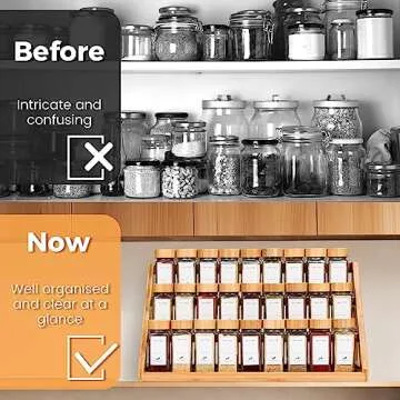 MNADSFKJ Bamboo Tiered Spice Rack, for Countertop Spice Organizer for Pantry Spice Shelf Organizer Kitchen Spices Rack