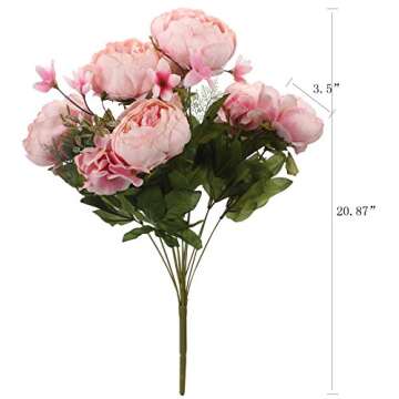 Duovlo Springs Flowers Artificial Silk Peony Bouquets Wedding Home Decoration,Pack of 1 (Spring Light Pink)