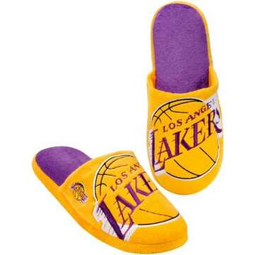 Comfortable FOCO NBA Los Angeles Lakers Men's Slip On Slippers for Fans