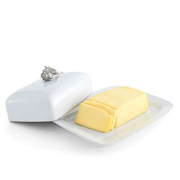 Vagabond House Ocean Shell Stoneware Butter Cream Cheese Dish - Elegant Serveware
