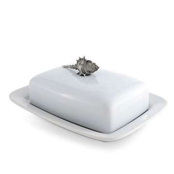 Vagabond House Ocean Shell Butter Cream Cheese Dish - Elegant Serveware