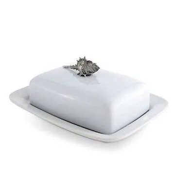 Vagabond House Ocean Shell Butter Cream Cheese Dish - Elegant Serveware