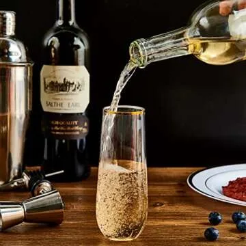 Elegant 24 Pack Stemless Gold Rim Champagne Flutes