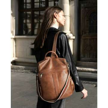 Missnine Anti-theft PU Leather Backpack Purse