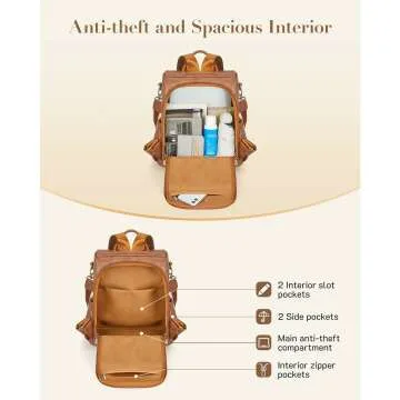 Missnine Anti-theft PU Leather Backpack Purse