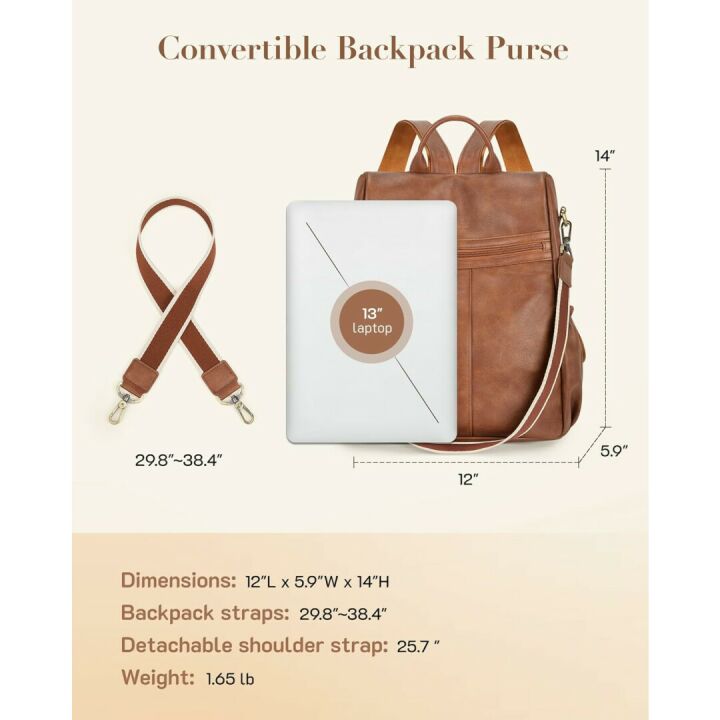 Missnine Anti-theft PU Leather Backpack Purse