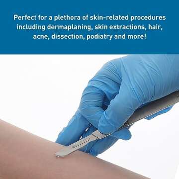 BodyMed Dermaplaning Blades #10 in Stainless Steel, 100 PCS - Sterile for Surgical, Skin Care, Hair Removal, and Podiatry Procedures - Small Detail Blade for Estheticians