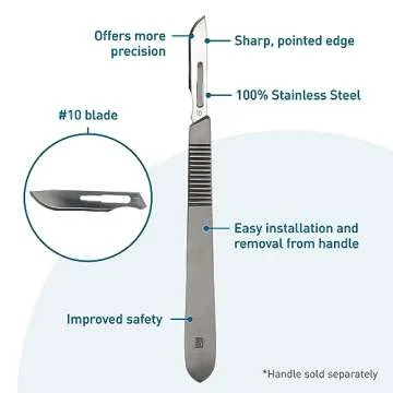 BodyMed Dermaplaning Blades #10 in Stainless Steel, 100 PCS - Sterile for Surgical, Skin Care, Hair Removal, and Podiatry Procedures - Small Detail Blade for Estheticians