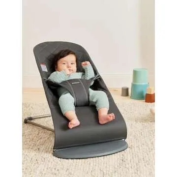 BabyBjörn Bouncer Bliss, Anthracite, Woven, Classic Quilt | 2-in-1 Adjustable Baby Bouncer Seat and...