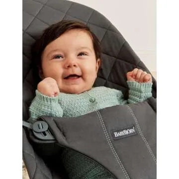BabyBjörn Bouncer Bliss, Anthracite, Woven, Classic Quilt | 2-in-1 Adjustable Baby Bouncer Seat and Toddler Chair, Newborn to Toddler (8-29 lbs), 4 Positions, Lightweight & Portable
