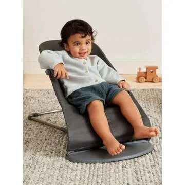 BabyBjörn Bouncer Bliss, Anthracite, Woven, Classic Quilt | 2-in-1 Adjustable Baby Bouncer Seat and Toddler Chair, Newborn to Toddler (8-29 lbs), 4 Positions, Lightweight & Portable