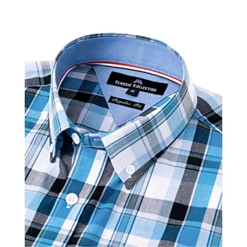 Alimens & Gentle Plaid Button Up Dress Shirt for Men