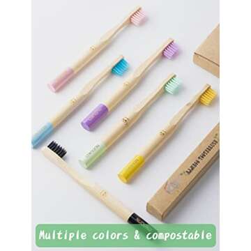NUDUKO Bamboo Kids Toothbrushes - Eco-Friendly Soft Bristles