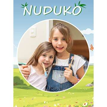 NUDUKO Bamboo Kids Toothbrushes - Eco-Friendly Soft Bristles