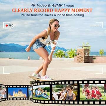 4K Digital Camera for Photography and Video Autofocus 48MP Vlogging Camera for YouTube with SD Card 3” Flip Screen Flash 16x Zoom Anti-Shake Travel Camera 2 Batteries|Battery Charger for Beginner