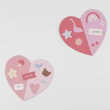 Meri Meri Heart Concertina Kids Valentine Cards & Stickers Set (Pack of 12), Classroom Valentine's Day Cards, Fold-Out Personalizable Cards, 2 Card Designs, For Ages 3+, 4.875" x 5.25"