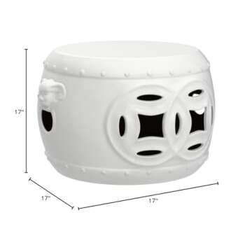 Safavieh Mei Double Coin Ceramic Decorative Garden Stool in Reactive Blue Finish