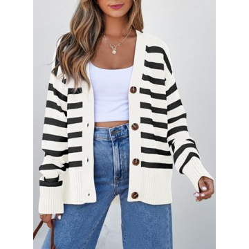 Stylish EVALESS Striped Cardigan for Winter 2024