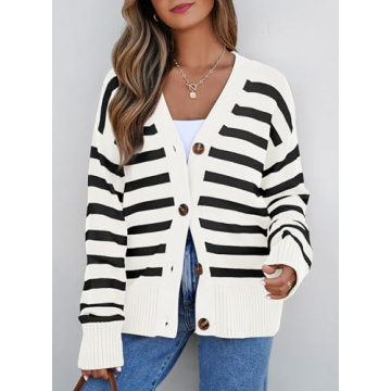 Stylish EVALESS Striped Cardigan for Winter 2024