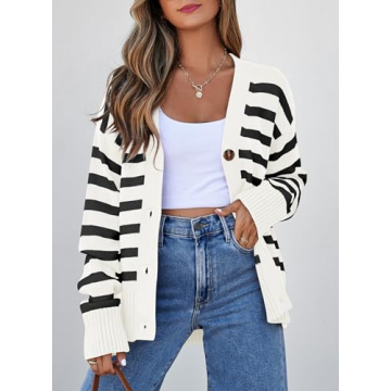Stylish EVALESS Striped Cardigan for Winter 2024